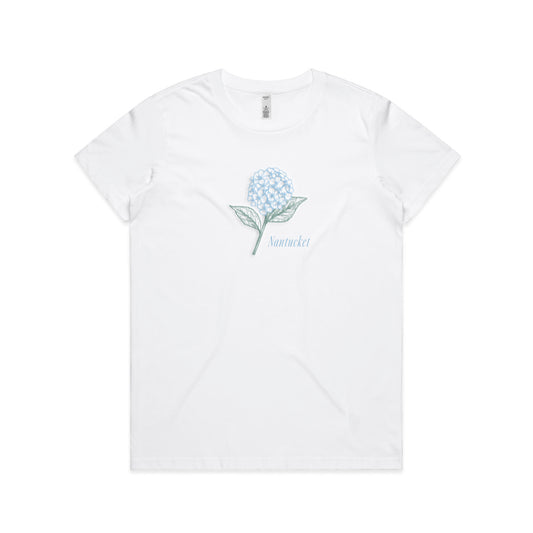 hydrangea embroidered tee