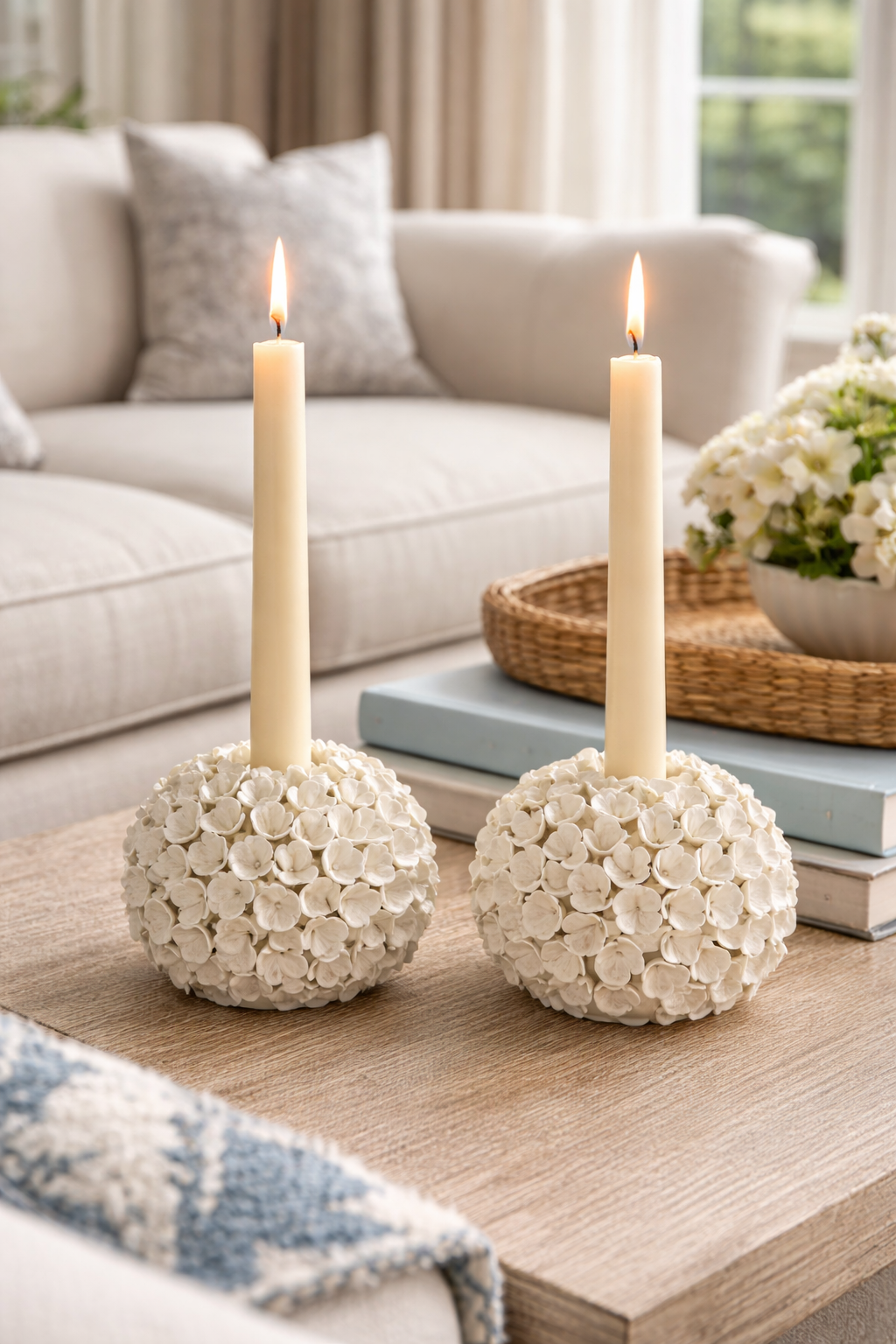 Hydrangea Bud Vase and Taper Candle holder