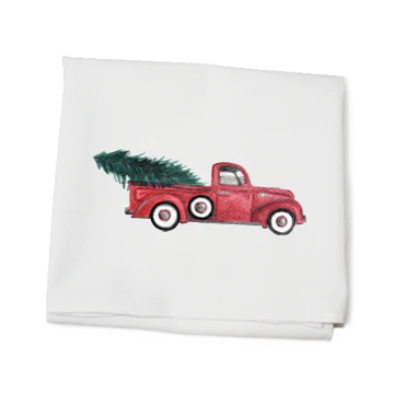 RED TRUCK WITH TREE TOWEL