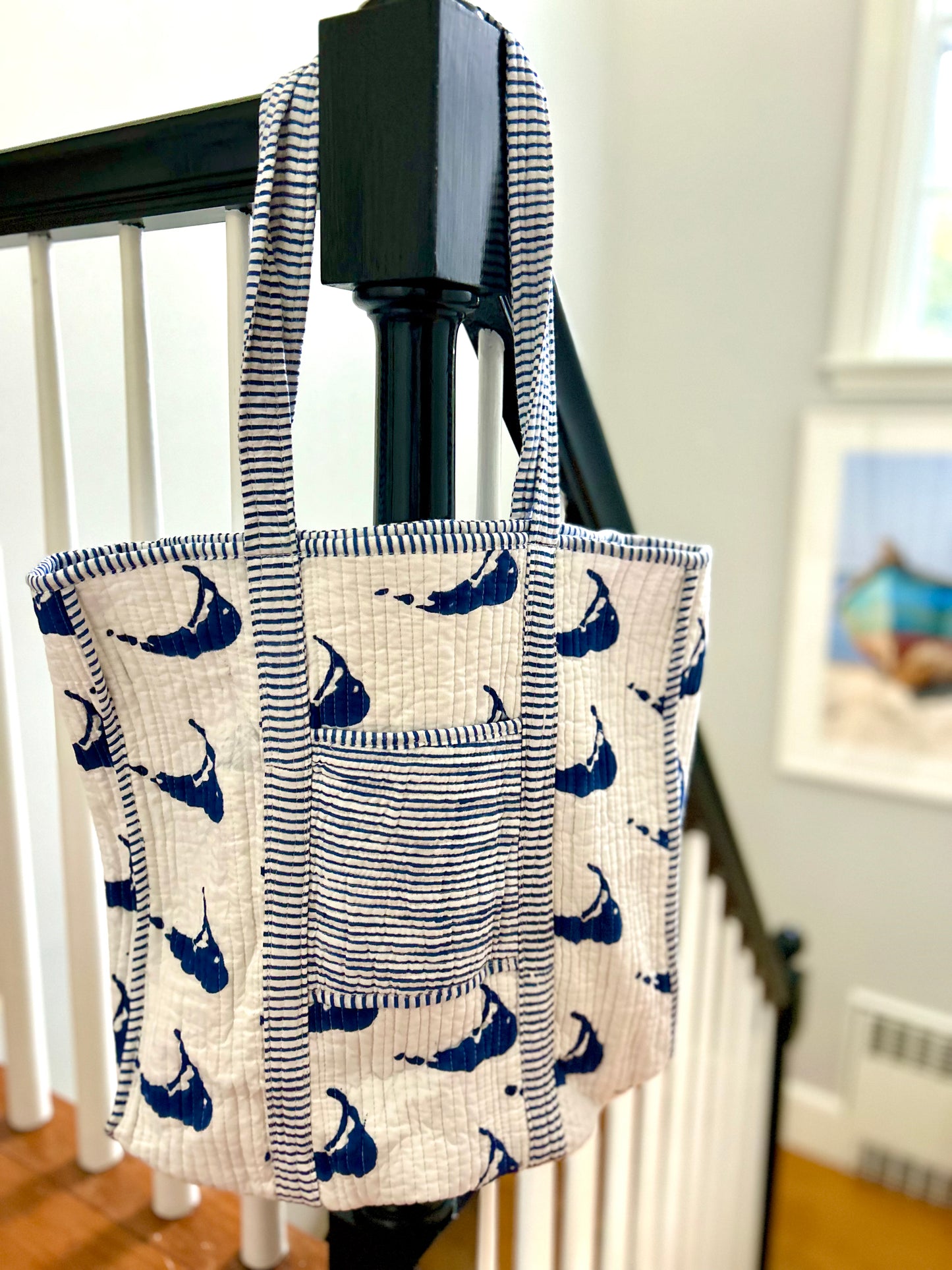 BLUE NANTUCKET MAP TOTE