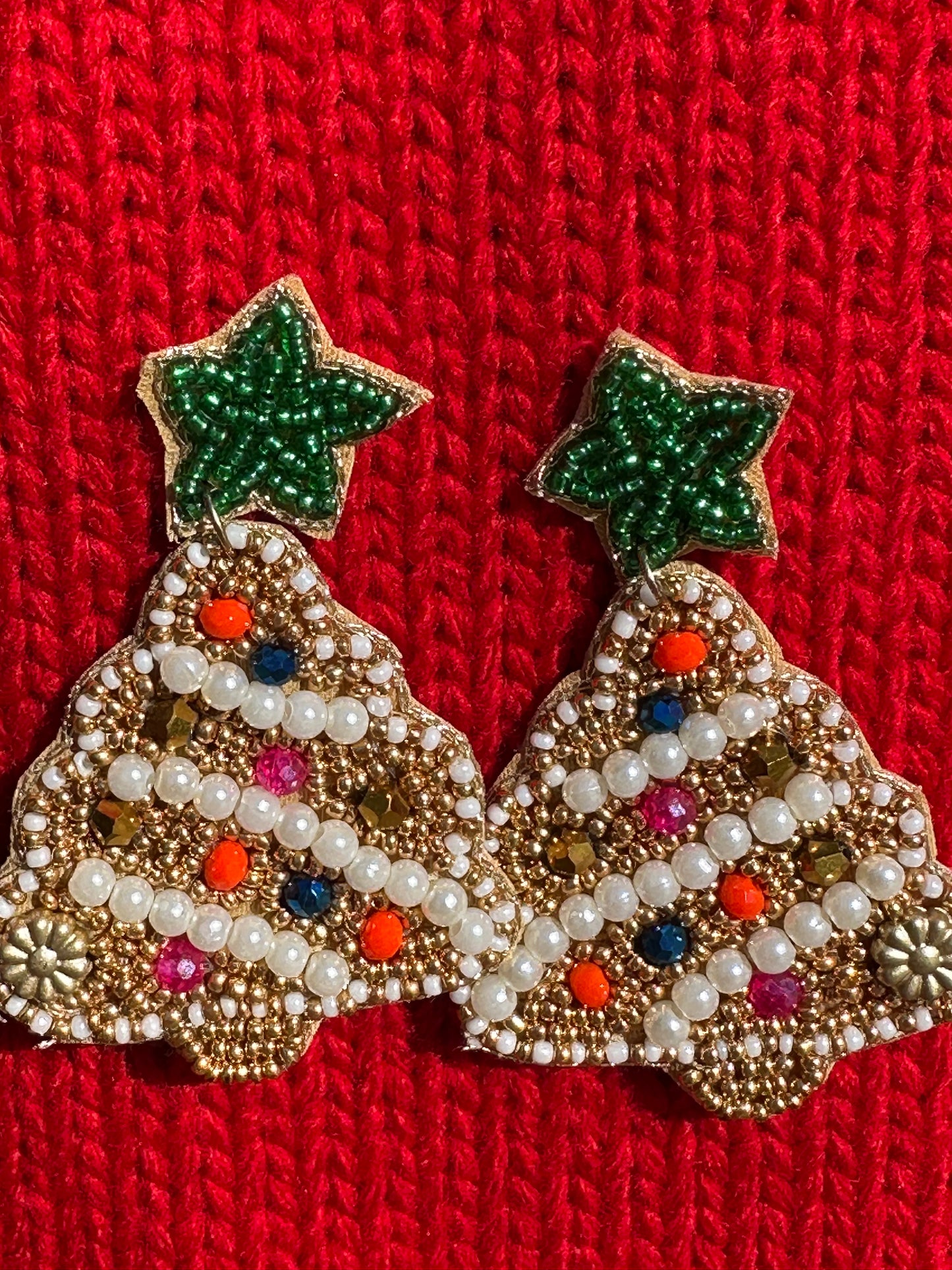 CHRISTMAS TREE WHITE AND GREEN EARRINGS