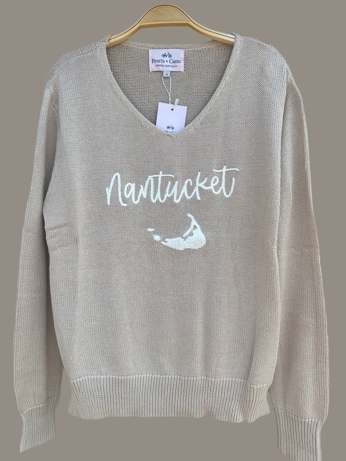 Nantucket Vneck Script Sweater
