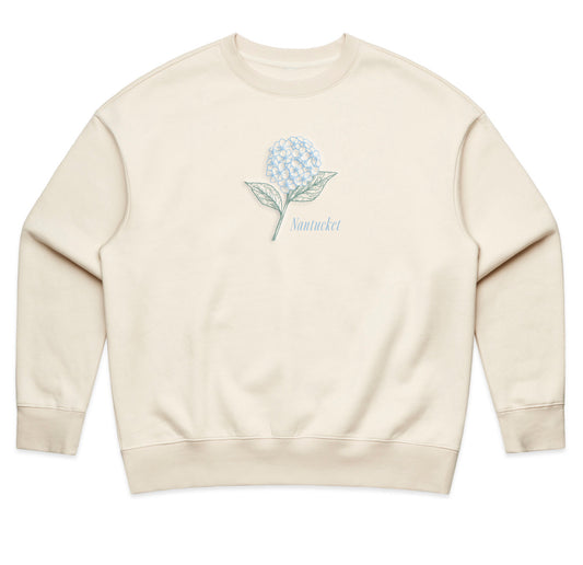 Hydrangea Embroidered Crew