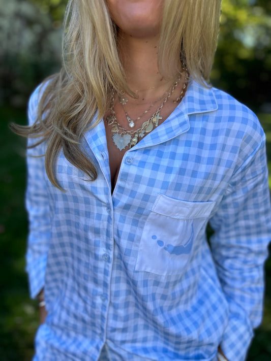 Nantucket Map Gingham Pajamas