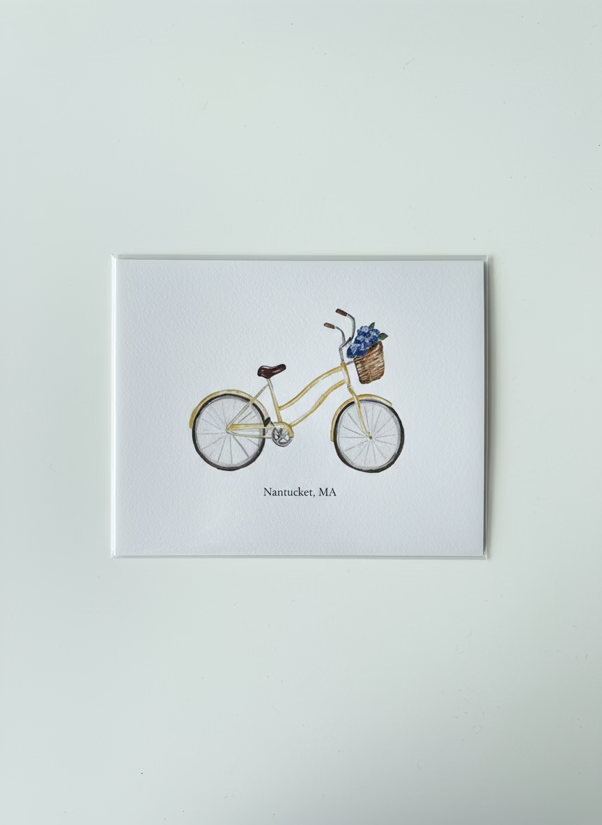 8X10 PRINT BIKE WITH  HYDRANGEA IN BASKET