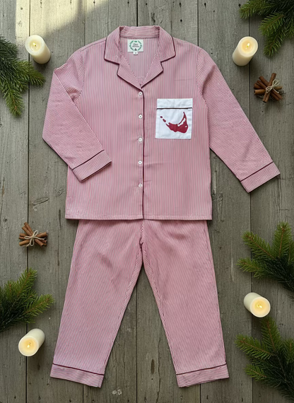 Red Striped Nantucket Map Pajama Set