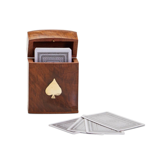 Wood Crafted Playing Card Set in a Wooden Box
