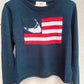 Cropped Crew Neck Flag Sweater
