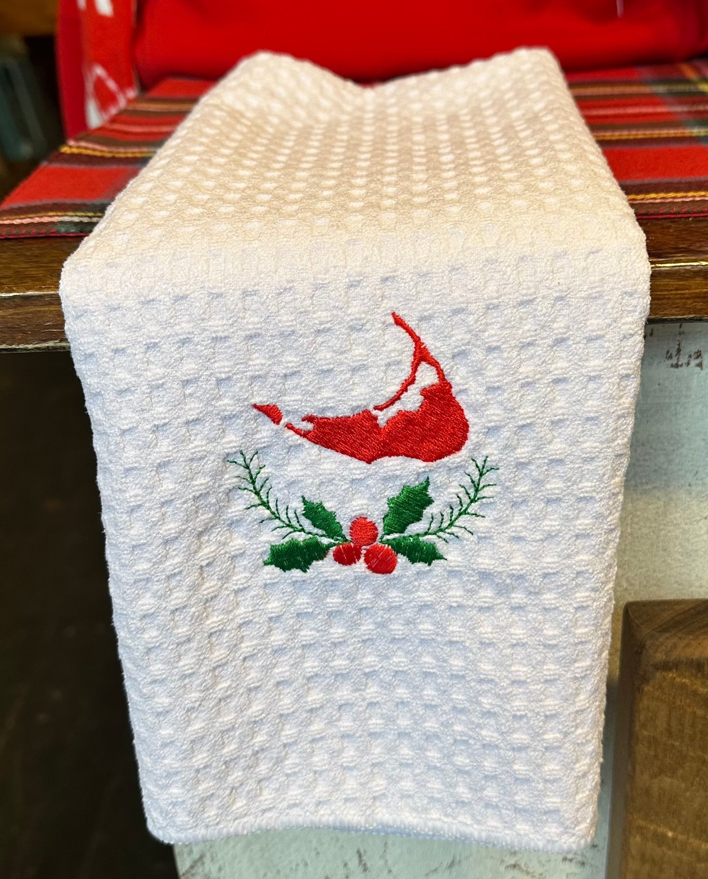 Nantucket Red Holly Christmas Towel