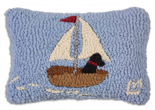 Skiff Sailing Lab 8x12 Hooked Pillow
