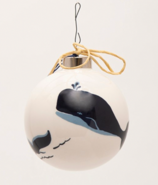 NANTUCKET WHALE ORNAMENT