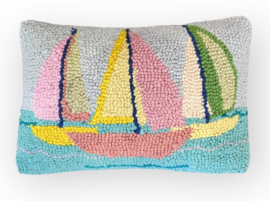 Sailboats Hook Pillow with Insert