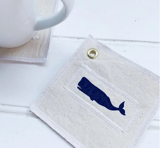 WHALE CANVAS COASTER SET