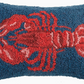 NAVY WITH RED LOBSTER HOOKED PILLOW