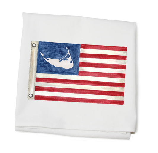 NANTUCKET MAP FLAG FLOUR SACK TOWEL.