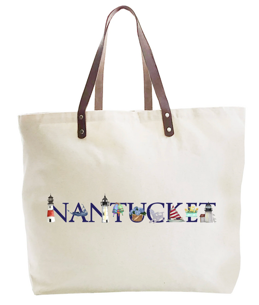 LARGE TOTE LEATHER HANDLES NANT ILLUSTRATED 2026