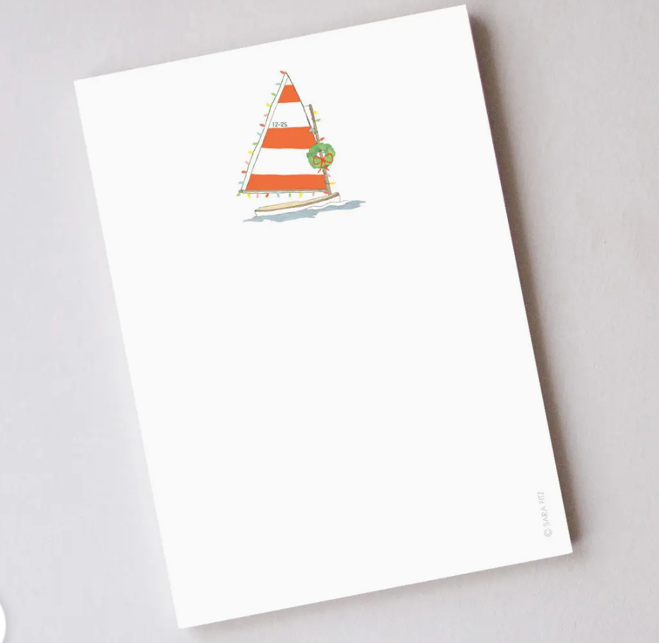 HOLIDAY SAILBOAT WITH WREATH  NOTEPAD