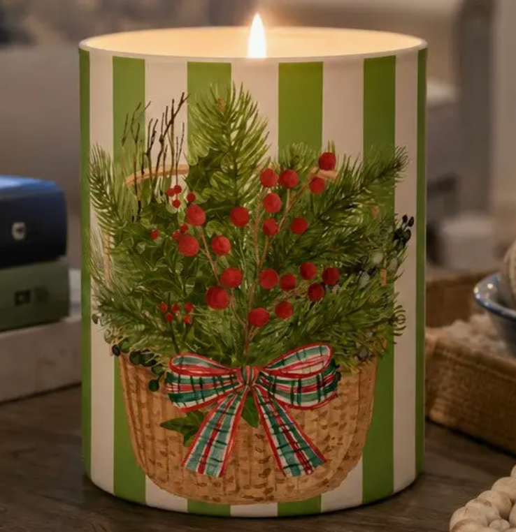 Holiday Candle  Tartan & Pine Christmas Basket