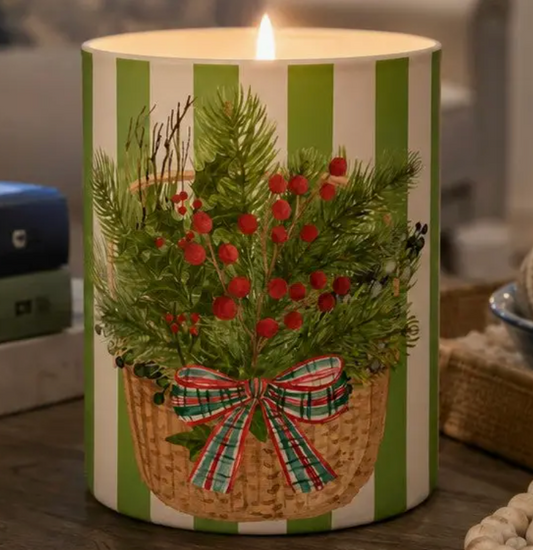 Holiday Candle  Tartan & Pine Christmas Basket