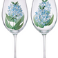 Hydrangea Handpainted Wine Glass