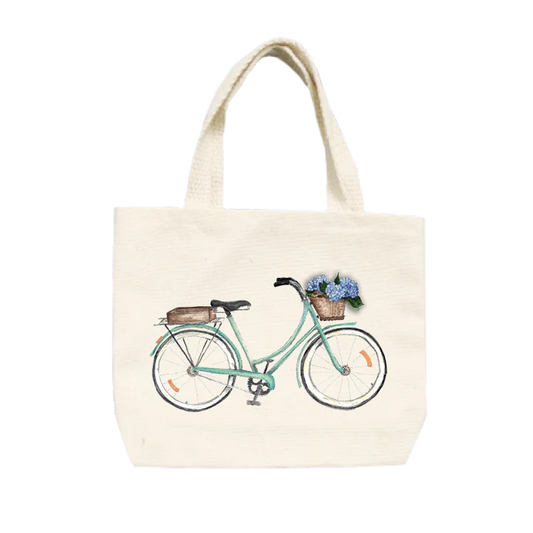 Bike with hydrangeas small tote