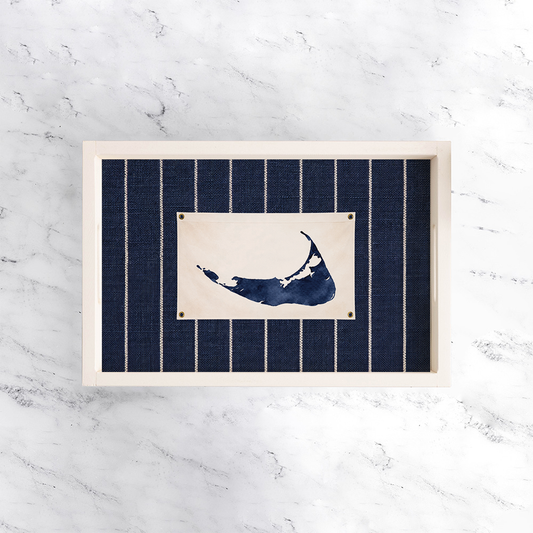 Nantucket Navy Stripe Wooden Serving Tray