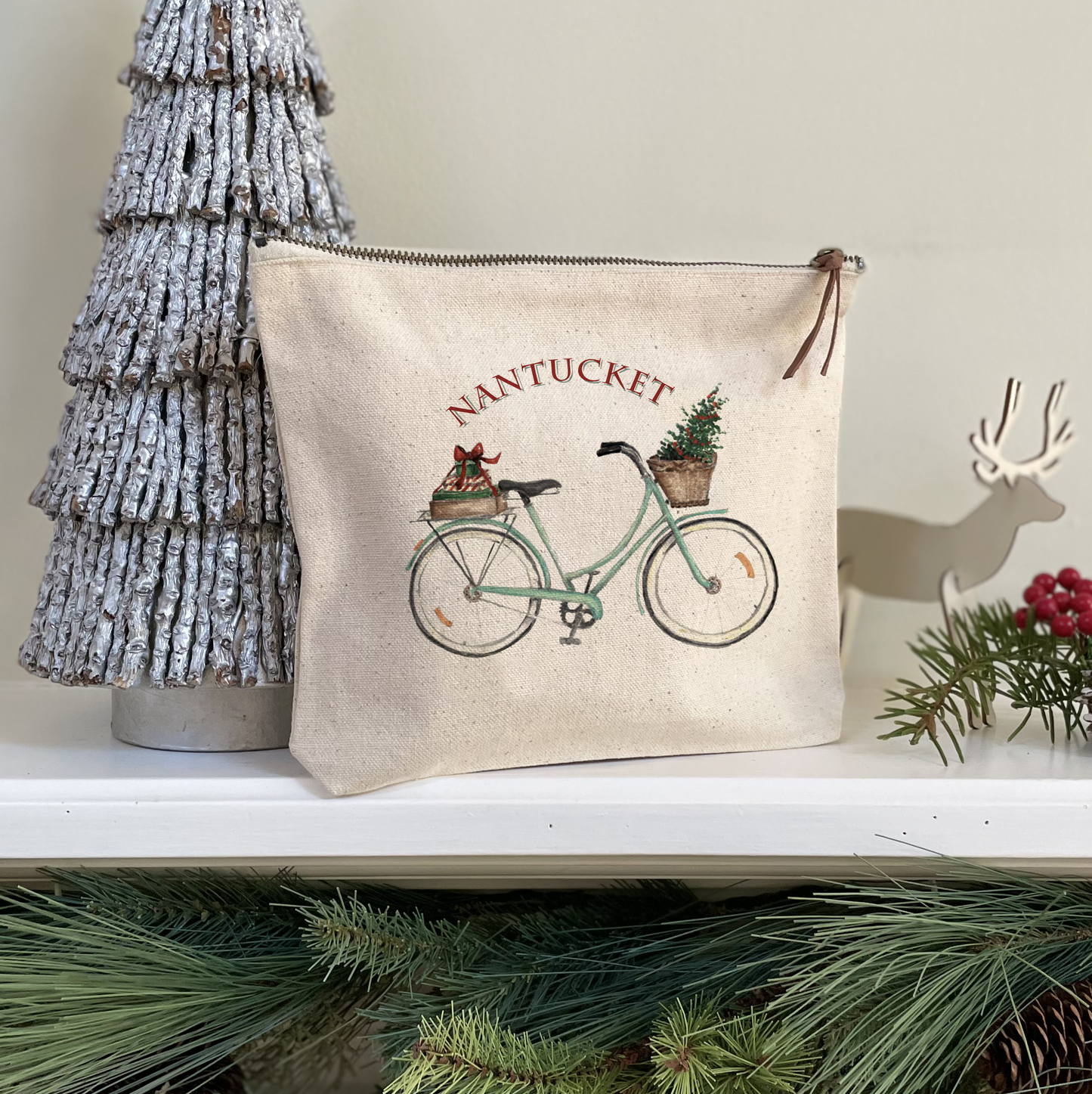 CHRISTMAS BIKE NANTUCKET POUCH