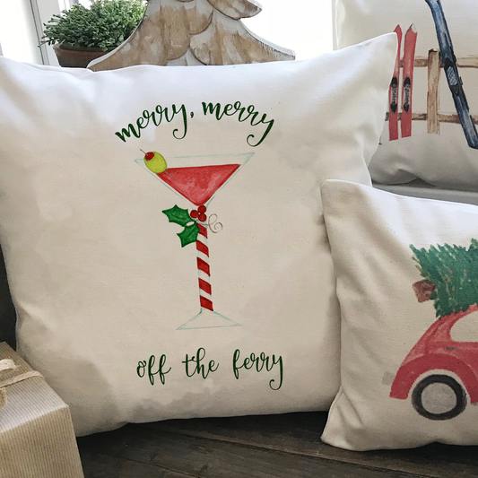 MERRY OFF THE FERRY SQUARE PILLOW