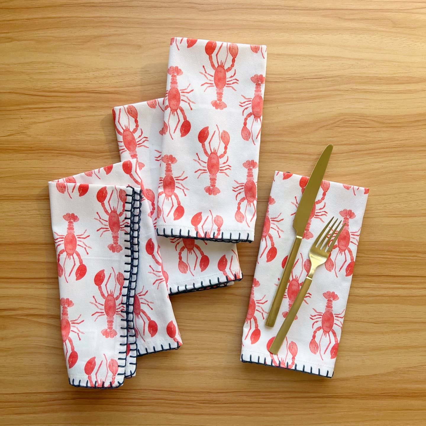 Lobster Set of 4 Fabric Napkin