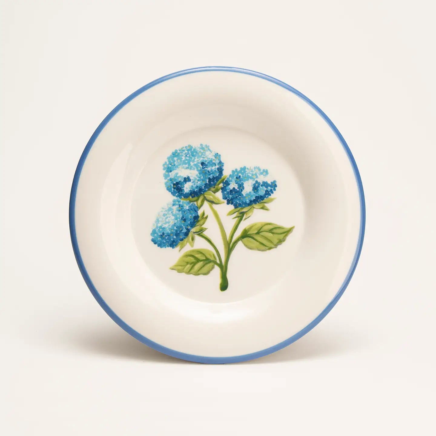 7.5" ROUND EARTHERNWARE HYDRANGEA PLATE