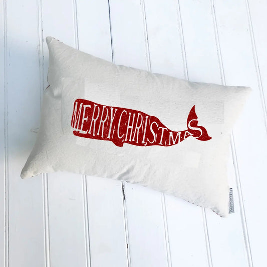 MERRY CHRISTMAS WHALE PILLOW