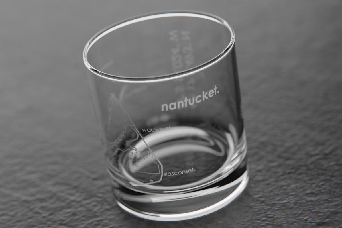 ROCK GLASS WITH MAP OF NANTUCKET