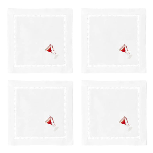 PEPPERMINT MARTINI COCKTAIL NAPKINS SET OF 4