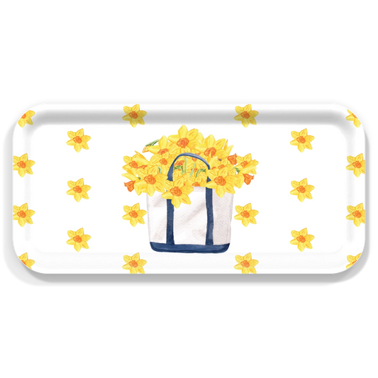 Small Tote with Daffys  Serving Tray