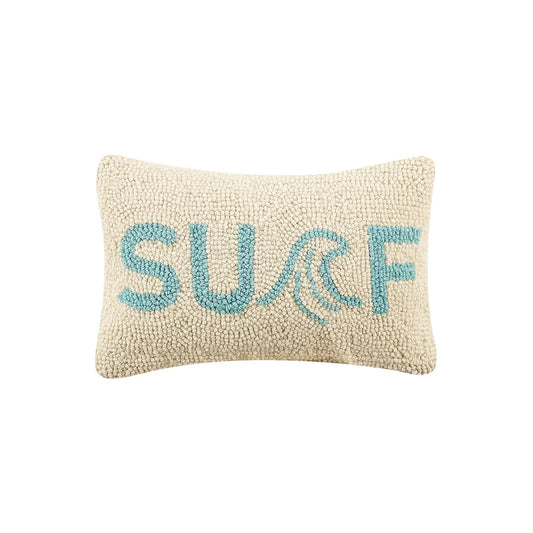 8x12 SURF hooked pillow