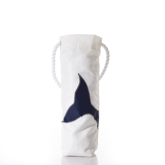 NAVY WHALE TAIL  WINE BAG
