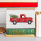 RED TRUCK WITH FIR TREE WOODEN BLOCK